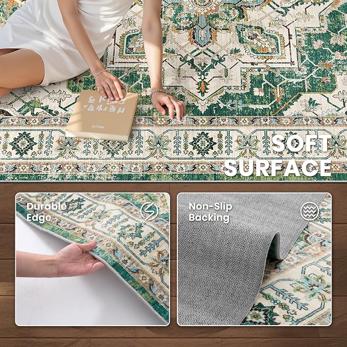 5x7 Area Rugs for Living Room, Large Washable Rug, Dining Room, Low Pile - Image 6