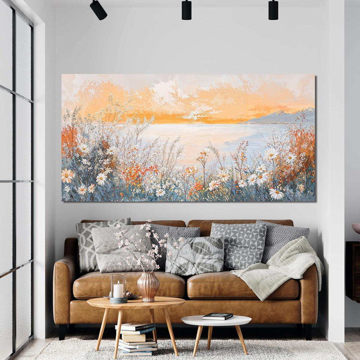 Canvas Wall Art Decor Wall Art Pictures for Living Room Artwork for Walls Coastal Beach Wall Art Prints Canvas Art Wall Decor Vintage Wildflower Wall Art Decorations Bedroom Home Decor 20" X 40"