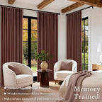Chestnut Brown 96 Inch Blackout Pinch Pleated Curtains 2 Panels | Thick Linen - Image 4