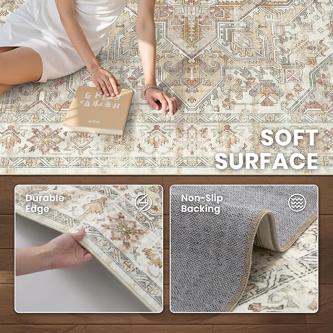 5x7 Area Rugs for Living Room, Large Washable Rug, Dining Room, Low Pile - Image 6