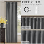 Dark Grey Pleated Thick Linen Blackout Curtains 100 Inches Long - Image 4