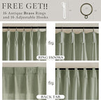 120 Inch Pinch Pleated Light Filtering Linen Curtains Sage Green 2 Panels | - Image 5