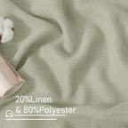 Short Linen Curtains 40 Inch Length, Sage Grey Small Window Semi Sheer Drapes - Image 3