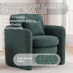 Chenille Accent Armchair Oversize Upholstered Barrel Comfy Modern Round Lounge Sofa Chair with Pillow Cozy Reading Chairs for Apartment,Office,Living Room,Dining,Makeup,Club,Green 2SET