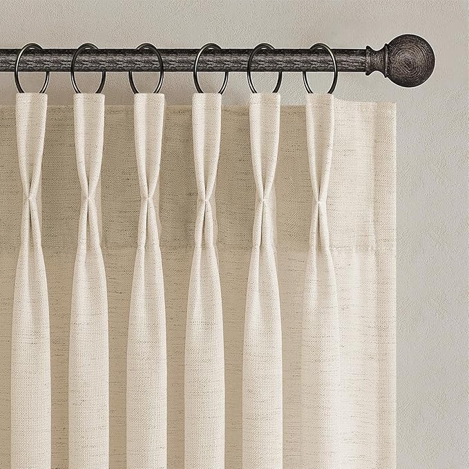 Topfinel Pinch Pleated Curtains 90 Inches Long 2 Panels Set, Sand Beige Semi by Topfinel