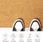 Welcome Doormats, Natural Coco Coir Mats with Non-Slip PVC Backing, Indoor Outdoor Mats for Home & Office, Floor Mats for Door Decor, Patio Decor, Plain Entry Mat, Beige, 30"x17"