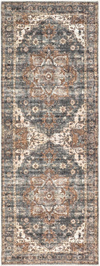 Keen Home Design 2x12 Rug - Machine Washable Runner with Non-Slip Backing, Ideal for Hallway, Entryway, Kitchen, Laundry Room - Vintage, Easy Clean, Durable, Low Pile Rug - (2'6" x 12')