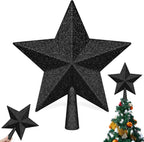 Tree Topper Star, 10" Rose Gold Christmas Star Tree Topper Accessories, Large Xmas Glitter 3D Bethlehem Tree Topper Ornament, Waterproof Holiday Christmas Tree Topper Star for Home Indoor Outdoor