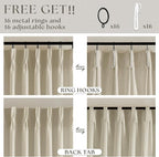 Extra Wide Pinch Pleat 100 x 108 Inch Linen Semi Sheer Curtains 1 Panel | - Image 4