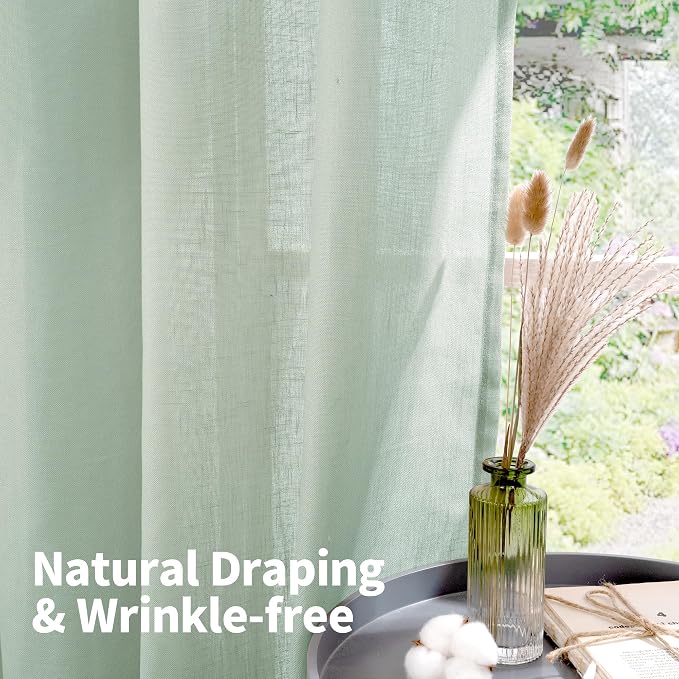 YoungsTex Short Linen Sheer Curtains 54 Inch Length - Image 4