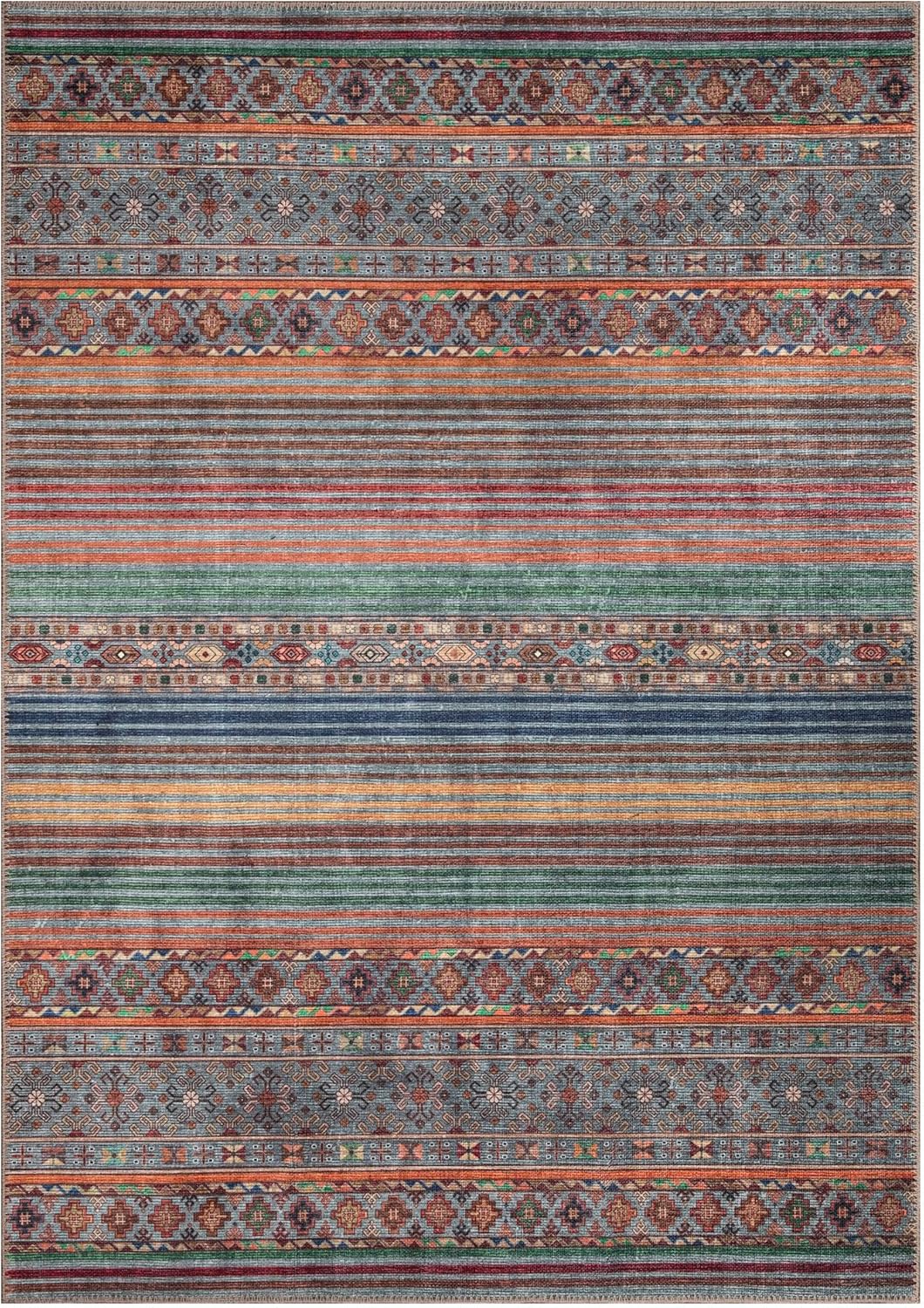 Keen Home Design 4x6 Rug - Machine Washable Area Rug with Non-Slip Backing, Ideal for Living Room, Dining Room, Bedroom - Vintage, Easy Clean, Durable, Low Pile Rug - (4' x 6')