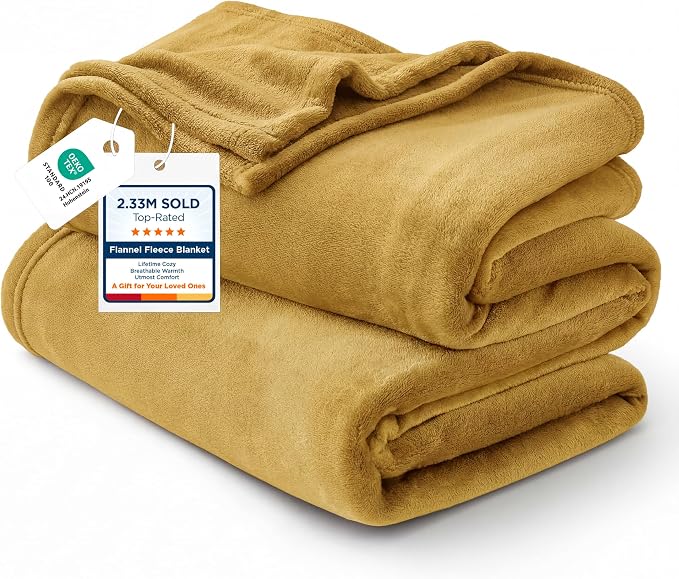 Bedsure GentleSoft Fleece Blankets King Size Gold Yellow by Unknown