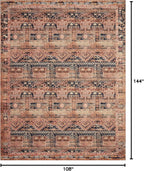 Loloi Layla Collection LAY-14 Mocha/Blush 9'-0" x 12'-0" .13" Thick Area Rug, Soft, Durable, Vintage Inspired, Distressed, Low Pile, Non-Shedding, Easy Clean, Printed, Living Room Rug