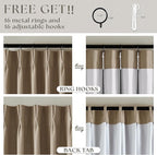 Light Brown Linen Blackout 92 Inch Curtains - Image 4