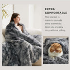 Bedsure GentleSoft Fluffy King Size Blanket for Bed, Faux Fur Fuzzy Minky Couture Warm Blanket for Winter, Thick Plush Sherpa Fleece Oversized Giant Bedding Cozy Gifts for Room, 108x90, Tie Dye Grey