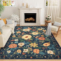 DUKINO 8x10 Area Rugs, Floral Washable Living Room Rug Non Slip, Stain Resistant by DUKINO
