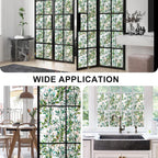 Rainbow Window Privacy Film 3D Leaf Decorative Stained Glass Window Film Anti UV Non-Adhesive Reusable 17.5" x 157.4" for Home Room Car Glass Cling