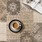 UERMEI 9x12 Area Rug for Living Room, Washable Brown Modern Geometric Patchwork - Image 8