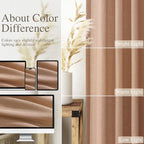 Peach Linen Curtains 102 Inches Long Rod Pocket Back Tab Drapes 2 Panels Set - Image 5