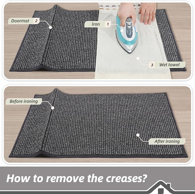 BEQHAUSE Dirt Trapper Door Mat 32"x48", Non-Slip Washable Doormat, Charcoal | - Image 9