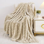 Aganear Fleece Throw Blanket for Bed Couch 90"x108" Khaki | Lightweight Fuzzy - Image 3