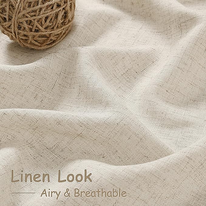 Boho Curtains 90 Inches Long for Living Room Linen Light Filtering Semi Sheer - Image 4