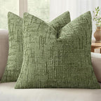 MIULEE Chenille Textured Throw Pillow Covers Sage Green 18x18 Set of 2 | Slubby by MIULEE
