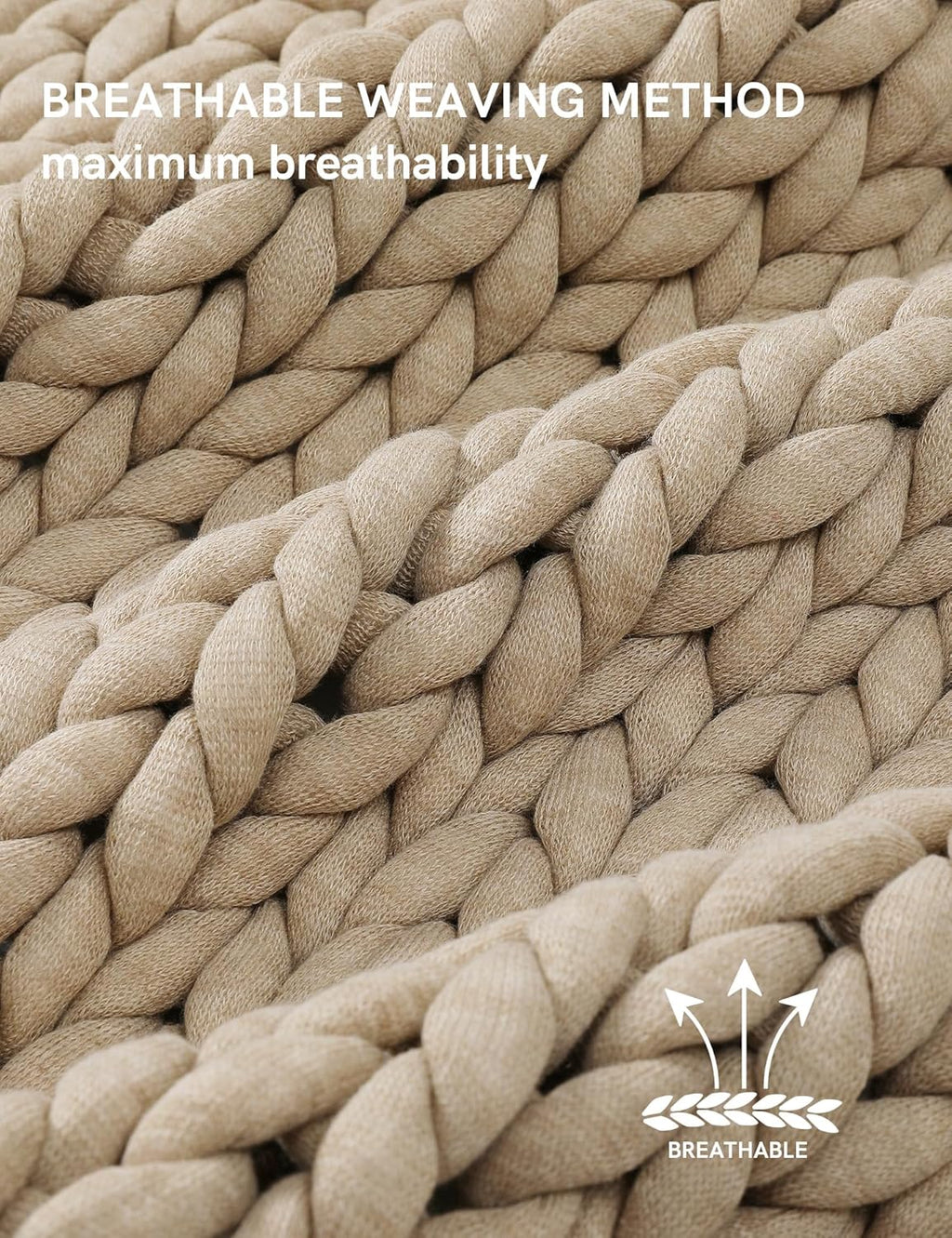 YnM Chunky Throw Blanket, Medium-Weight, Hand Knitted, Skin Friendly, Ventilated and Breathable, Machine Washable, Home Décor Piece for Couch, Sofa and Bed (Beige, 40x50 Inch)