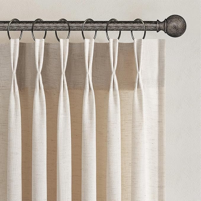 Topfinel 102 Inch Curtains 2 Panels Set, Two Packs Pinch Pleat Back Tab Linen by Topfinel