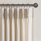 Topfinel 108 Inch Pinch Pleated Linen Curtains 2 Panels, Ivory Beige Semi Sheer by Topfinel
