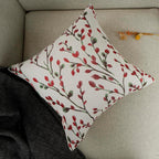 YOUR SMILE Christmas Red Classical Embroidery Jacquard Teal Leaf Pattern Square Decorative Throw Pillow Case Cushion Cover 18 x 18 inch