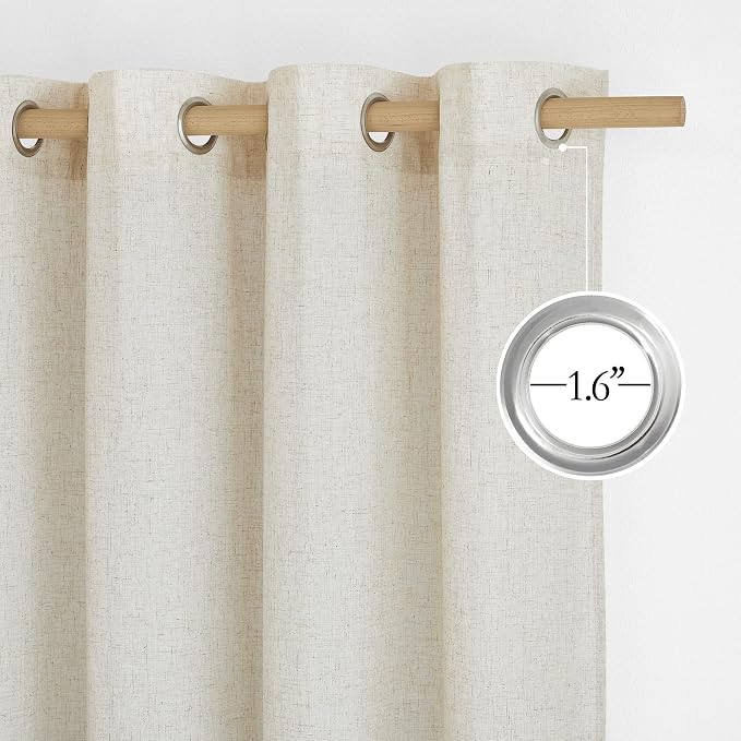 NICETOWN Natural Linen Kitchen Curtains 36 inch Length, Decorative Thick Flax - Image 2