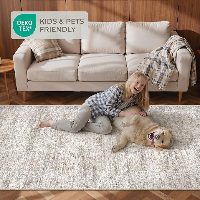 2x10 Runner Rug Non Slip, Washable Hallway Runner Rug, Taupe | Long Neutral Rugs - Image 9