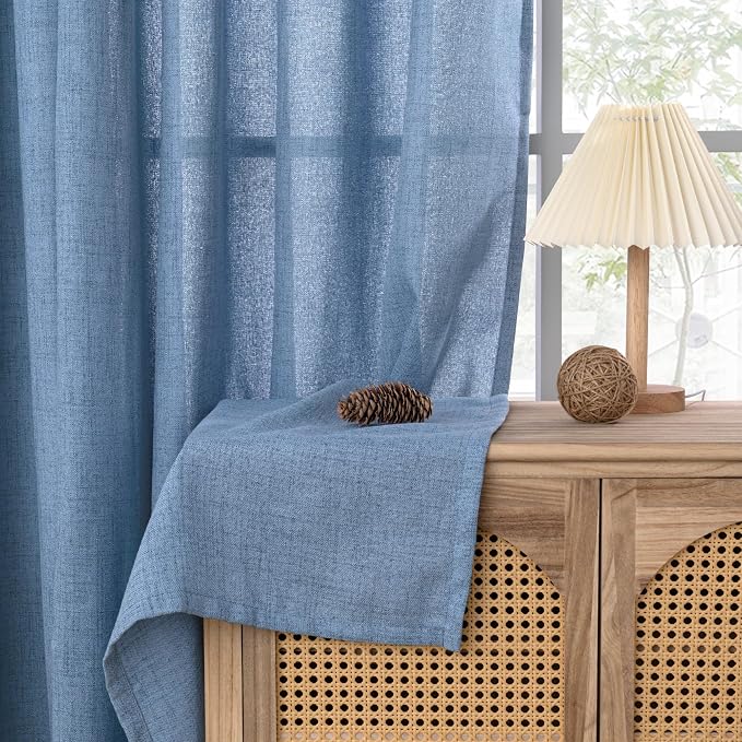 YoungsTex Denim Blue Linen Curtains 90 Inch Length - Image 7