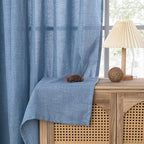 YoungsTex Blue Linen Curtains 63 Inch Length 2 Panels Set- Light Filtering - Image 8