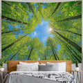 AMM Nature Forest Tree Celling Tapestry Lush Green Treetops Sunlit Tapestry for Bedroom Aesthetic Sky Sunlight Canopy Leaves Landscape Tapestries Wall Hanging for Living Room Dorm Office 60 x 44 Inch