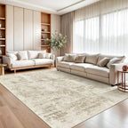 Soalmost Abstract Rug 8x10 Large Living Room Area Rugs Washable Beige/Gray | - Image 2