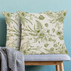 CXMEIFLY Sage Green Spring Pillow Covers 22 x 22 Inch Set of 2 for Chinoiserie Flowers Decor Throw Pillows Floral Leaves Seasonal Plant Outdoor Decorative Cushion Cases for Couch Bed Decorations