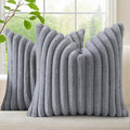 decorUhome Fall Faux Fur Throw Pillow Covers 20x20 Set of 2 Grey | Decorative by decorUhome