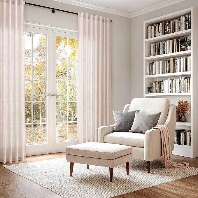 Natural White Linen Curtains 102 Inches Long - Image 6