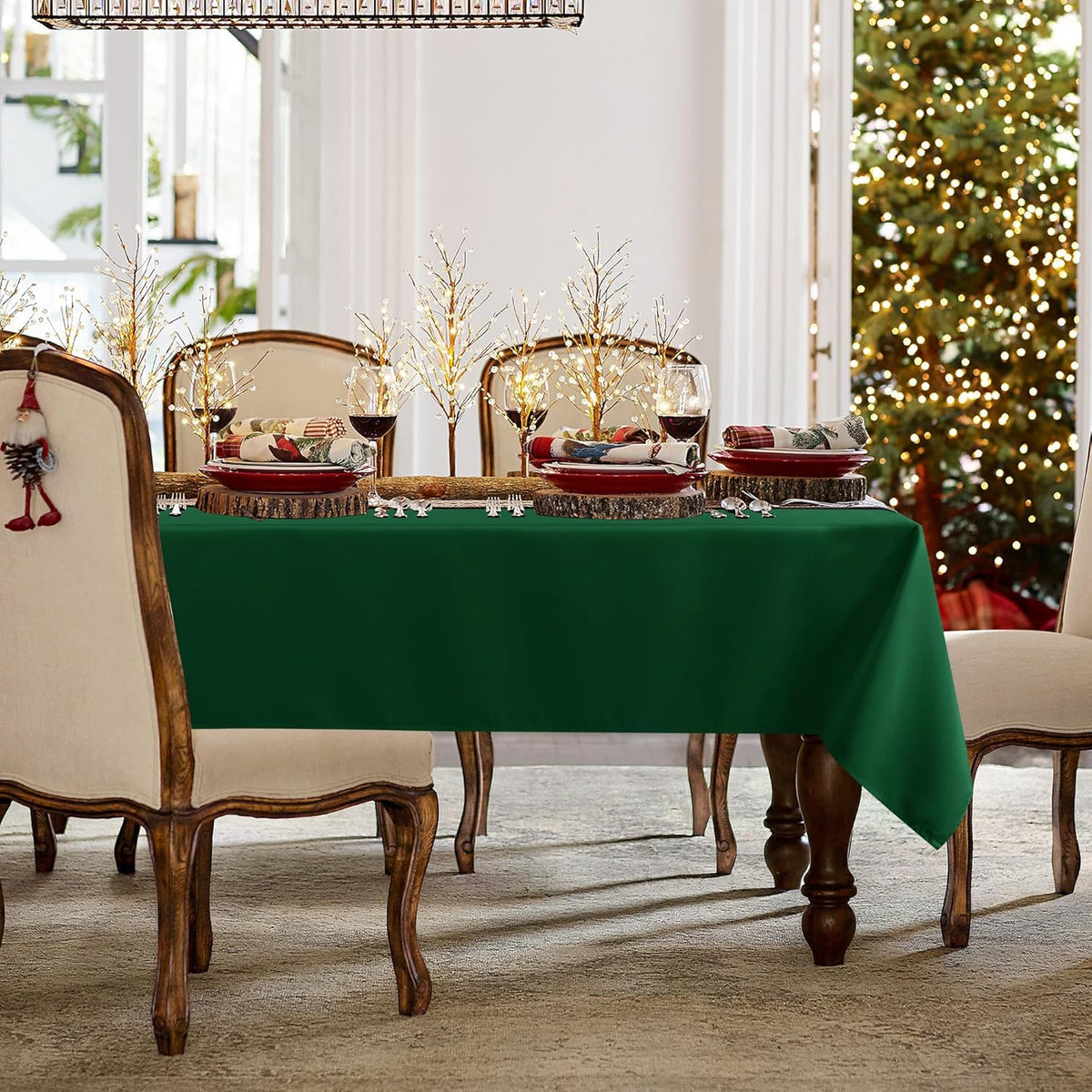 sancua Square Tablecloth - 54 x 54 Inch - Stain and Wrinkle Resistant Washable Polyester Table Cloth, Decorative Fabric Table Cover for Dining Tables, Buffet Parties and Christmas, Hunter Green