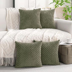 Set of 4 Olive Green Decorative Throw Pillow Covers 20x20 Inch Corduroy Pillow - Image 9