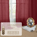 Burgundy Red Linen Curtains 90 Inch - Image 4