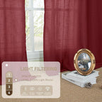 Burgundy Red Linen Curtains 54 Inch Length 2 Panels - Image 4