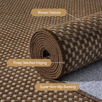 3x5 ft Area Rug Entryway Runner Kitchen Rugs Non Slip Dark Brown | Boho Woven - Image 5