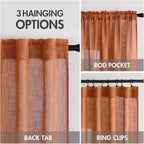 MIULEE Orange Fall Linen Curtains 52x96 Inch 2 Panels - Image 2