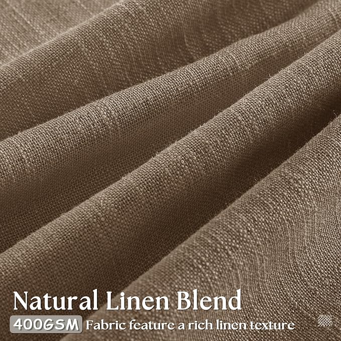 Brown Pinch Pleated Light Filter Linen Curtains 84 Inches Long | Farmhouse - Image 3