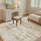 Soalmost 6x9 Area Rug for Living Room Washable Rugs Non-Slip Brown | Low-Pile - Image 3