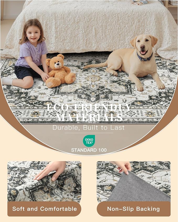 Madane Hallway Runner Rug 2'6''x14' Kitchen Runners Vintage, Stain-Resistant - Image 5