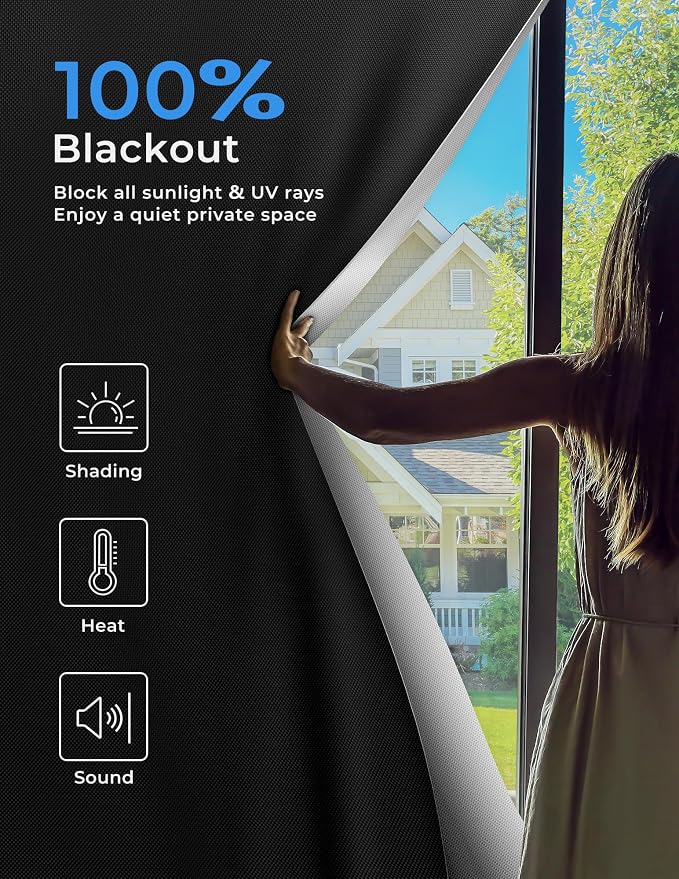 114"x60" Portable Blackout Curtains Blackout Blinds - Image 2